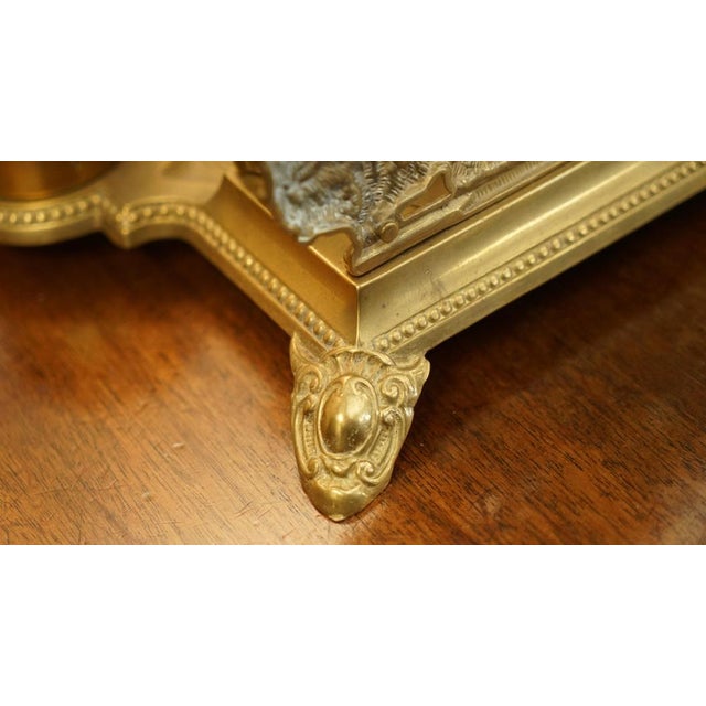 French Baroque Repousse Gilt Brass Inkwell Letter Stand with Cherubs, 1900s For Sale - Image 15 of 18