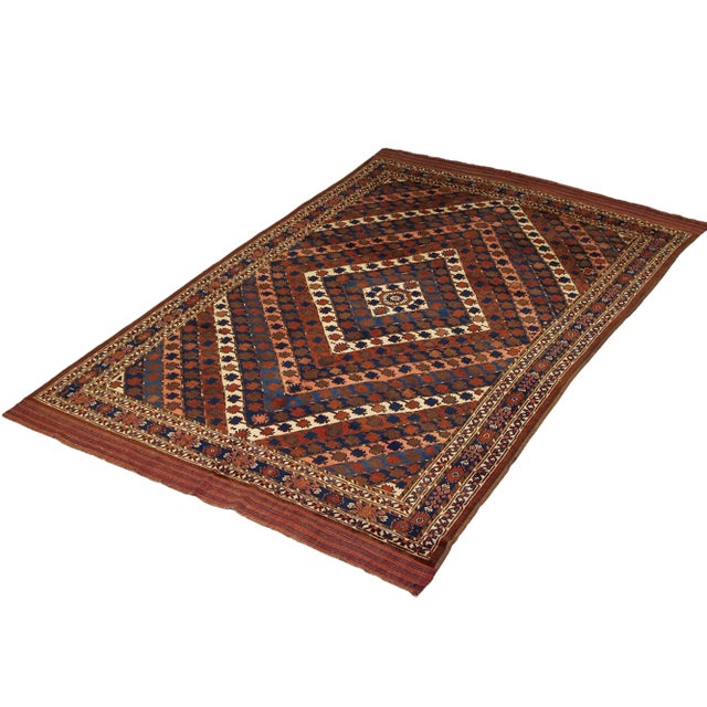 Vintage Afghan Hand-Knotted Turkmen Wool Rug, 1950s For Sale