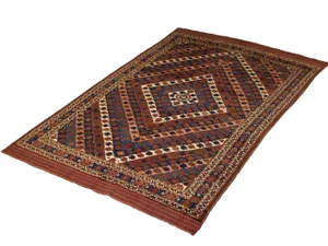 Vintage Afghan Hand-Knotted Turkmen Wool Rug, 1950s
