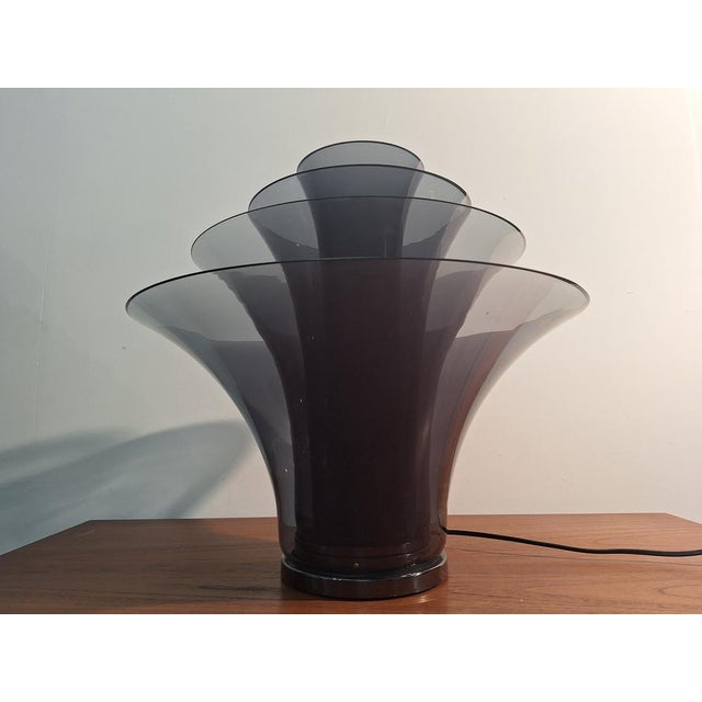 Petal Table Lamp with 4 Fume Glasses and Floral Motifs For Sale - Image 11 of 17