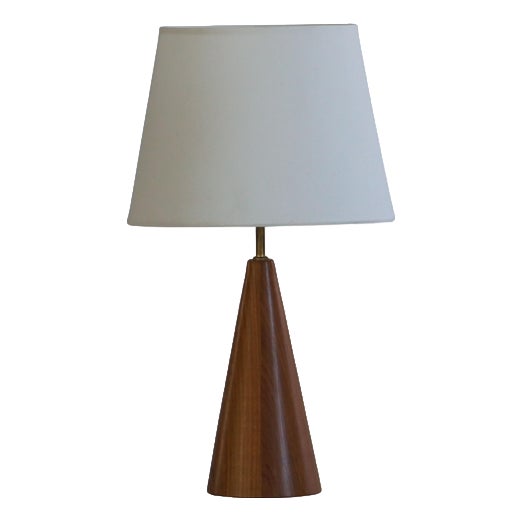 Danish Modern Cone Shaped Table Lamp in Teak, 1980s For Sale