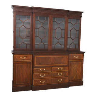 Henkel Harris Model 2384 Mahogany Breakfront Bookcase For Sale