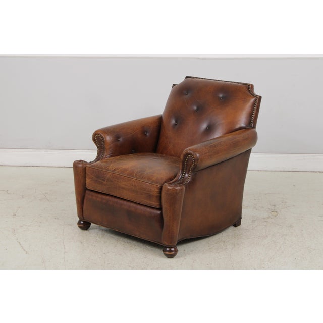 Stickley Tufted Back Leather Chair & Ottoman For Sale In Philadelphia - Image 6 of 18