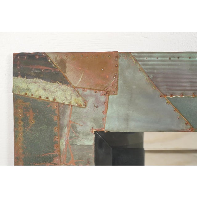 Handcrafted Copper Collage Art Wall Mirror For Sale - Image 4 of 7