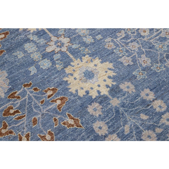 Blue Blue Apadana's Artisan Collection Handmade Allover Designed Wool Rug For Sale - Image 8 of 11