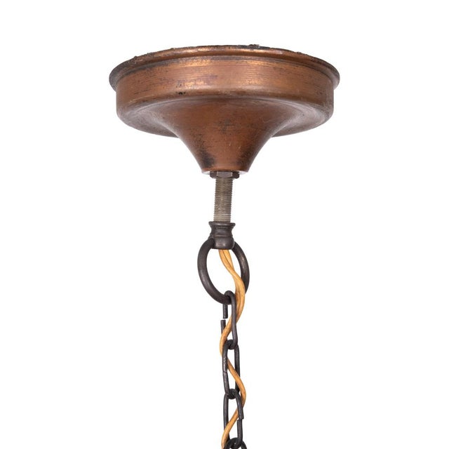Glass Amsterdam School Art Deco Hexagonal Hallway Lamp with Painted Glass, 1920 For Sale - Image 7 of 14