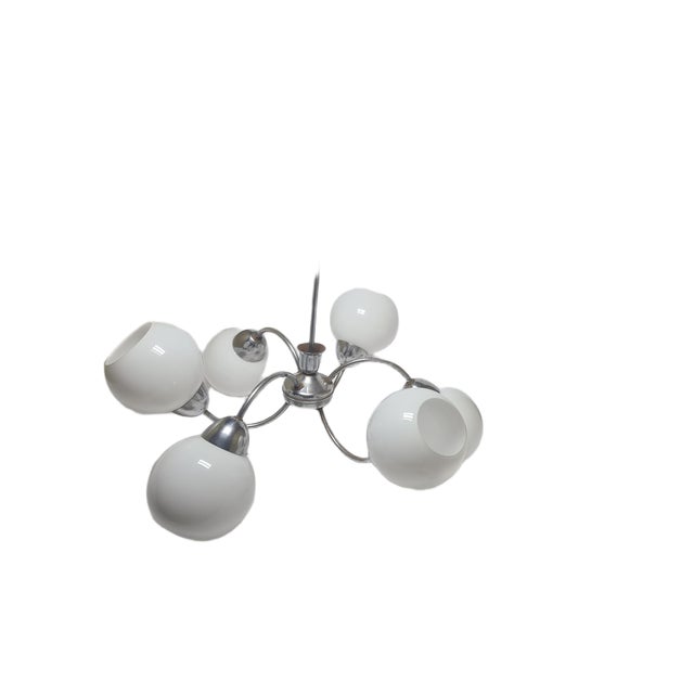 Metal Art Deco Style Chandelier, Poland, 1960s For Sale - Image 7 of 13