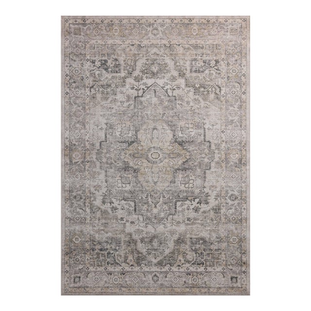 Amber Lewis x Loloi Josie Silver / Natural 2'-0" x 5'-0" Machine Washable Accent Rug For Sale