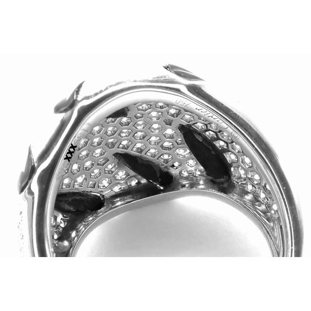 Silver Cartier Panther Panthere Claw 18k White Gold Diamond Onyx Ring Size 53 For Sale - Image 8 of 9