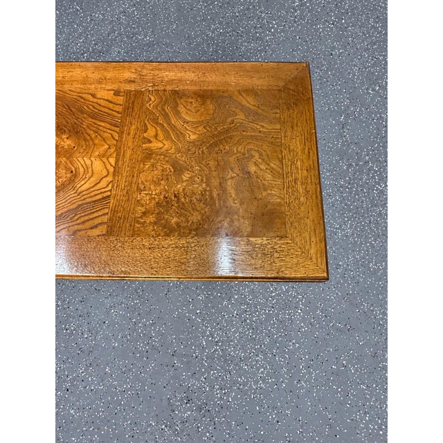 Brown 1980's Lane Furniture Bookmatched Burlwood Parsons Console Table For Sale - Image 8 of 10