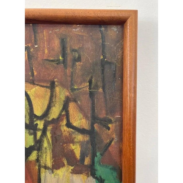 1950s Vintage Mid-Century Modern Abstract Floral Painting by E. Sundt, Signed '57 For Sale - Image 5 of 10
