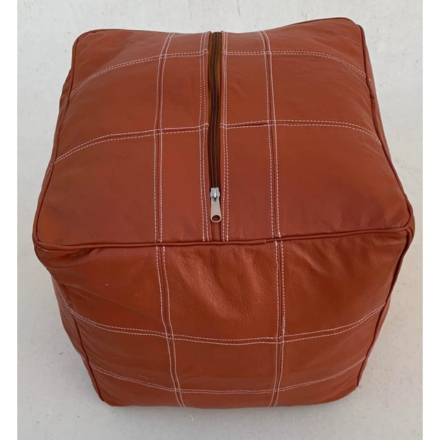 Art Deco Contemporary Brown Chocolate Embroidered Moroccan Pouf Cover For Sale - Image 3 of 10