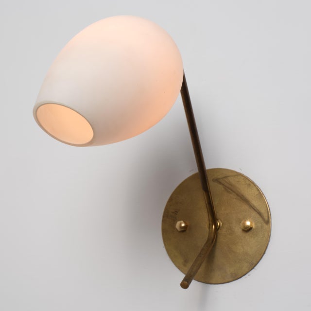 1950s Italian Wall Sconces in Brass and Opaline Glass, 1950s, Set of 2 For Sale - Image 5 of 9