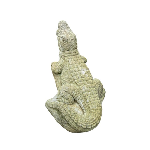 2000 - 2009 Mid-Century Modern Cast Stone Alligator Garden Statue & Fountain Spouter For Sale - Image 5 of 10
