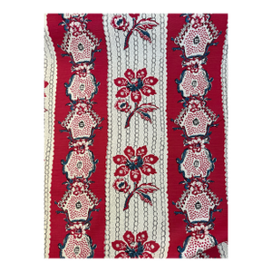 Quadrille McCallum Floral Stripe Blue Red Brown Fabric 306520f-102 7 Yards