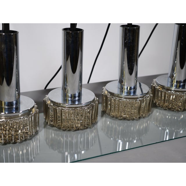 Space Age Pendant Lamps in Bubble Glass and Chrome from Staff Leuchten, 1970s, Set of 4 For Sale - Image 6 of 14
