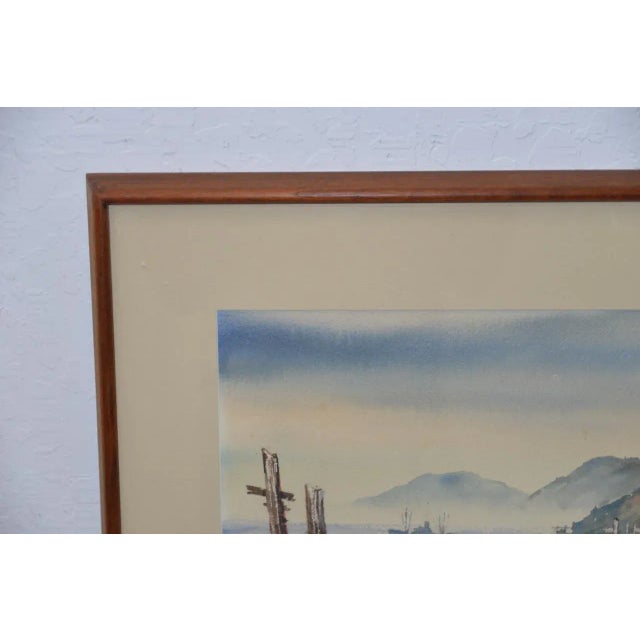 Vintage Sausalito from Belvedere Watercolor c.1960s For Sale In San Francisco - Image 6 of 9