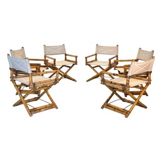 Bamboo and Brass Chairs by Lyda Levi for McGuire, 1970s, Set of 6 For Sale