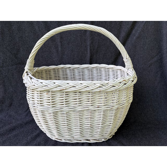 Antique Painted Gathering Willow Basket With Top Handle For Sale - Image 18 of 18