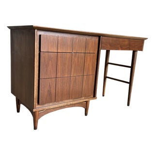 Mid Century Modern Petite Walnut Writing Desk For Sale