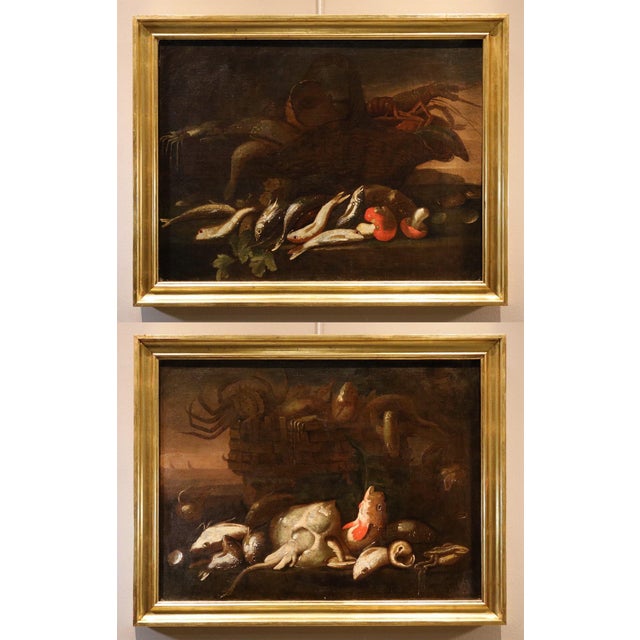 Elena recco (naples, 1654 - 1700) attributed to pair of still lifes with fish and shellfish oil on canvas (72 x 96 cm -...