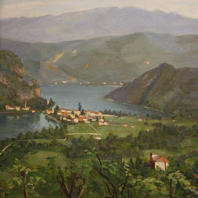 Views of Lake Lugano, 1940, Oil on Panel Triptych, Set of 3 For Sale - Image 9 of 16