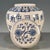 A charming blue and white porcelain covered jar in the classic Chinese style. The rounded body is painted in rich cobalt...
