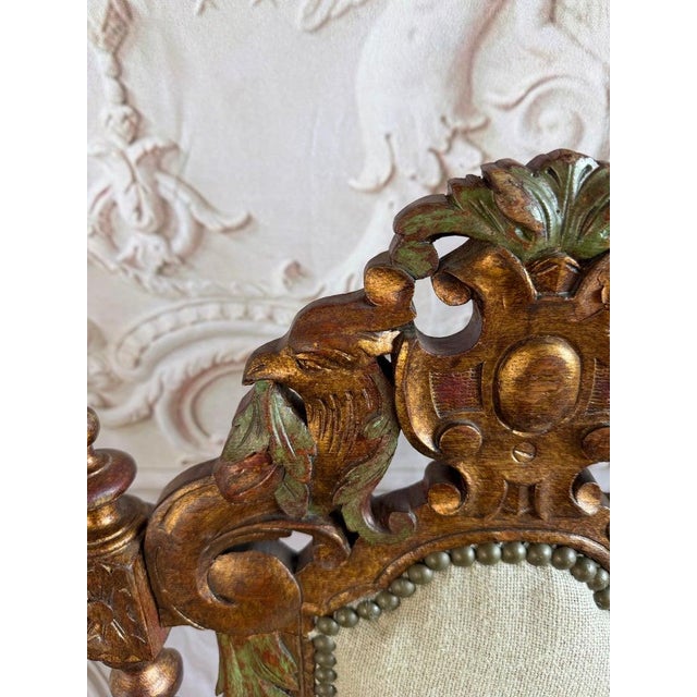 Traditional Set of 10 Chairs Italian Renaissance Revival Polychrome Giltwood Dining Chairs For Sale - Image 3 of 18