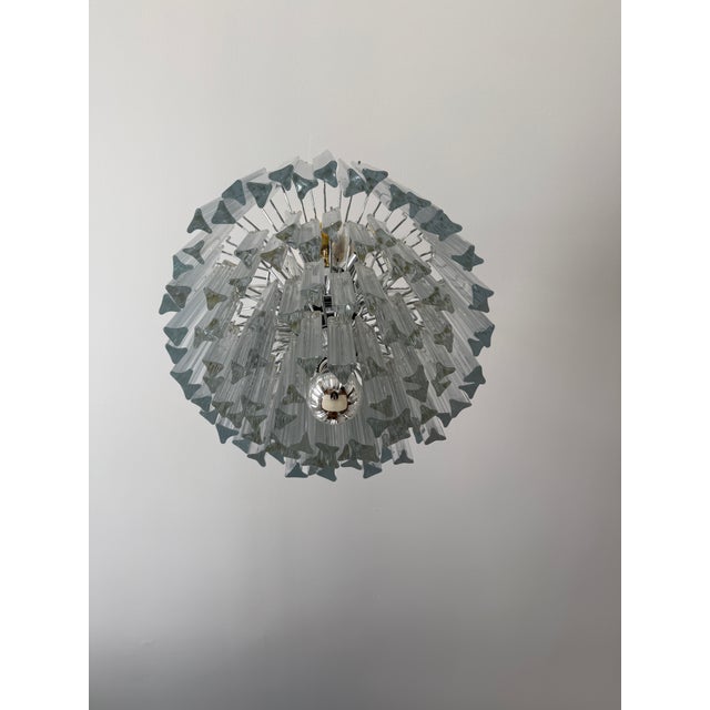 Vintage Murano Glass Clear Chandelier in the Style of Venini Triedri For Sale In Philadelphia - Image 6 of 18