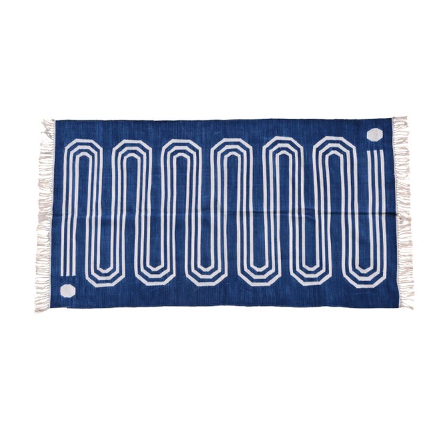 Starwort Rug, 10x14, Blue & White For Sale