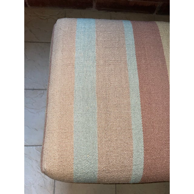 Vintage 1960s Ralph Lauren Inspired Wool Kilim Style Three Seat Upholstered Bench For Sale - Image 9 of 10