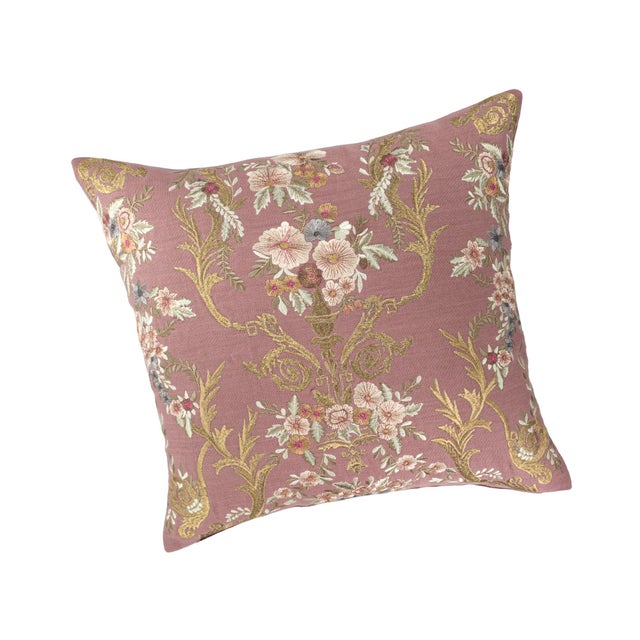 Inspired by historic elegance, the Fontainebleau Embroidered Throw Pillow Cover blends floral beauty with royal embroidery...