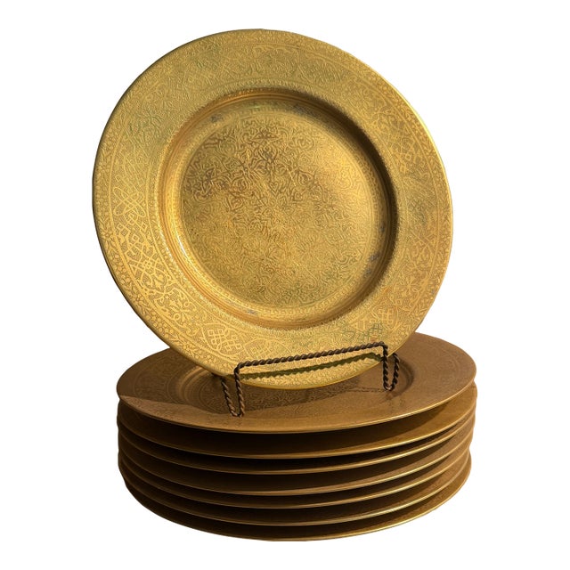 19th C Antique Gold Encrusted Thomas Bavaria Dinner Plates Set of 8 For Sale