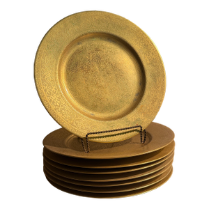 19th C Antique Gold Encrusted Thomas Bavaria Dinner Plates Set of 8