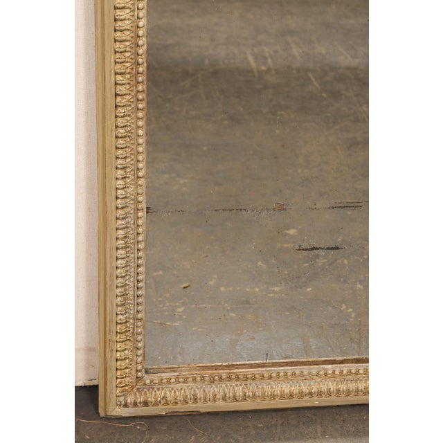 Gold 19th Century French Classical Taupe Painted Wood Wall Mirror For Sale - Image 8 of 10