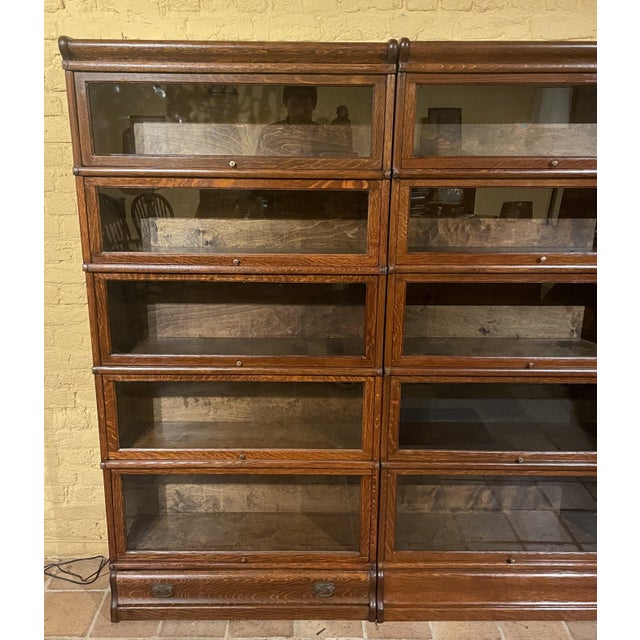 19th Century 3-Module Oak Wall Bookshelf from Globe Wernicke, 1890s, Set of 3 For Sale - Image 3 of 10
