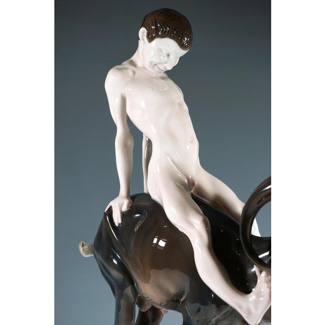 1930s Large Porcelain Capriccio Boy on Ibex from Rosenthal Selb, Germany, 1930s For Sale - Image 5 of 8