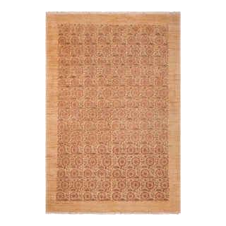 Oriental Ziegler Red Tan Hand-Knotted Wool Rug - 6'2'' X 9'2'' For Sale