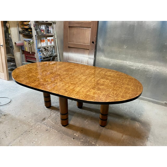 Exceptional Exotic Burl Wood Race Track Oval Dining or Conference Table For Sale - Image 9 of 16