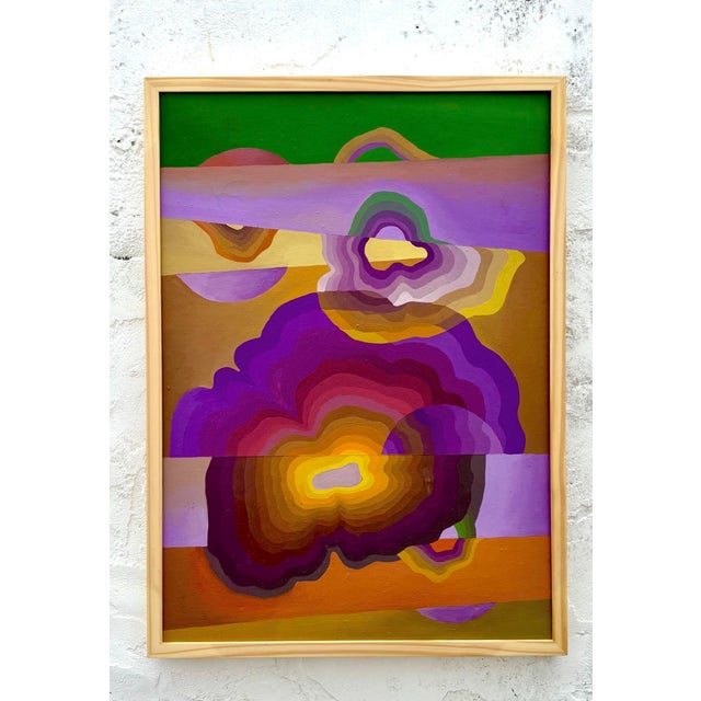 Immerse your space in the vibrant allure of this vintage Boho abstract oil painting on canvas. This captivating original...