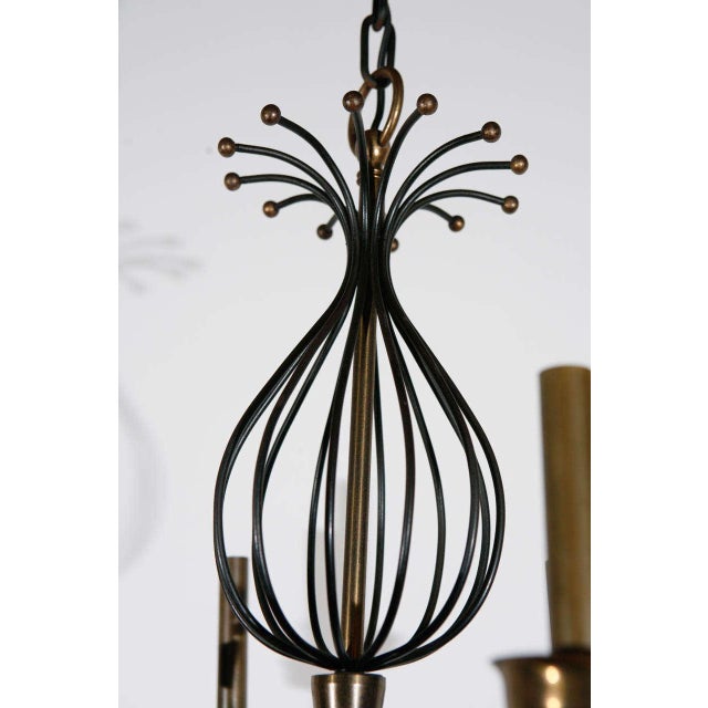 French French Black & Brass Chandelier For Sale - Image 3 of 10