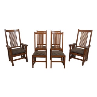 Set of 6 Stickley Arts & Crafts Mission Oak Dining Chairs For Sale