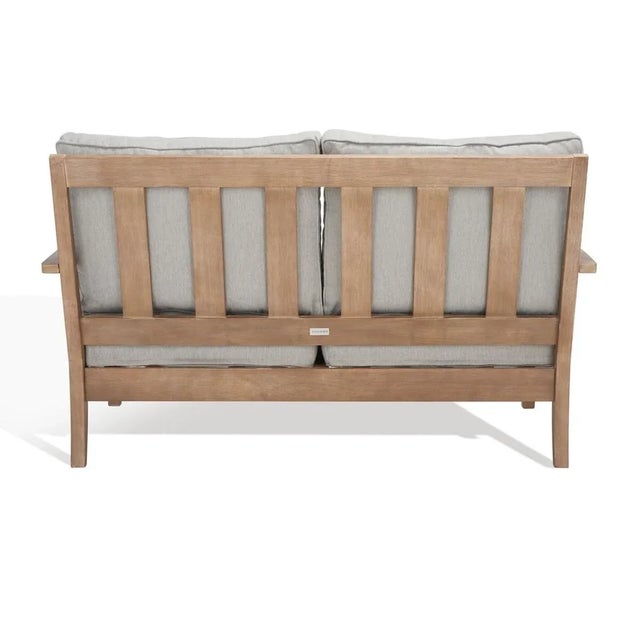 Martinique Wood Patio Loveseat - Natural/Grey For Sale In Philadelphia - Image 6 of 11