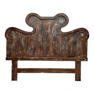 Vintage Mexican Hand Carved Headboard For Sale