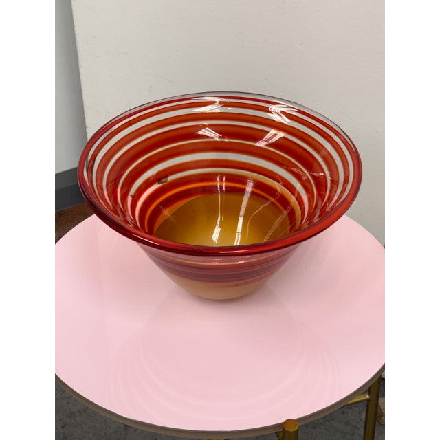 Abstract Waterford Evolution Collection Striped Art Glass Bowl For Sale - Image 3 of 12