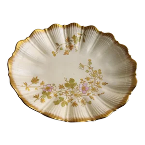 Vintage Limoges France Fine Porcelain Handpainted & Gilded Oval Bowl