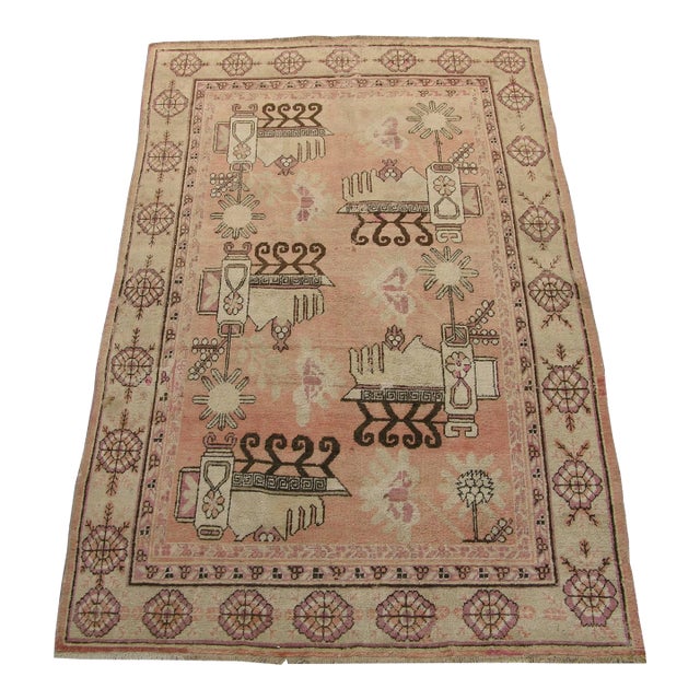Antique Central Asian Style Tribal Samarkand Rug For Sale