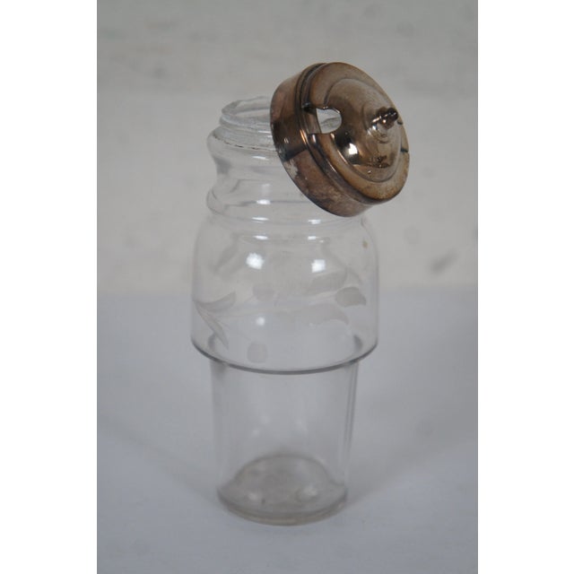 Antique Reed & Barton Silver Plate Etched Glass Cruet Condiment Caddy Set- 6 Pieces For Sale - Image 12 of 12