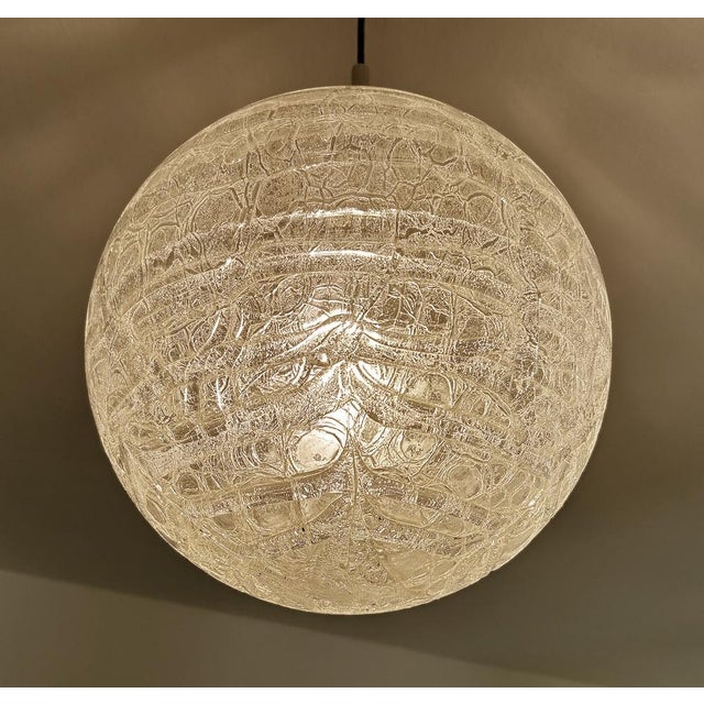 Silver Large Murano Glass Pendant Light from Doria, 1950s For Sale - Image 8 of 16