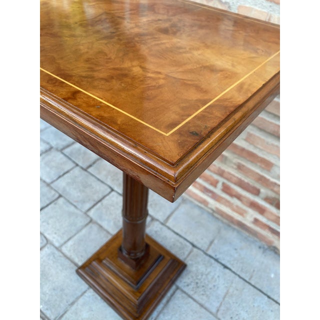 Mid-20th Century Set of Three Walnut Wood Square Top Pedestal Tables For Sale - Image 14 of 18